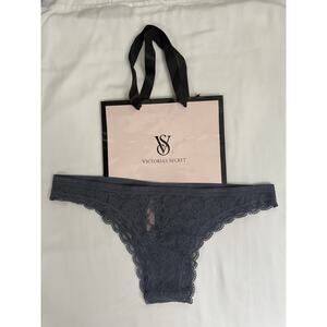 NWT Victoria’s Secret “Itsy” Sheer Lace Bikini Panty – Dark Gray – Size M – 2015